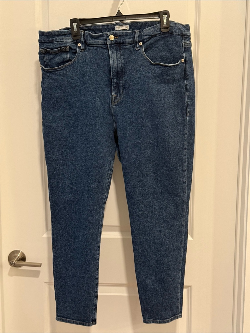 Good American Straight Leg Dark Blue Jeans